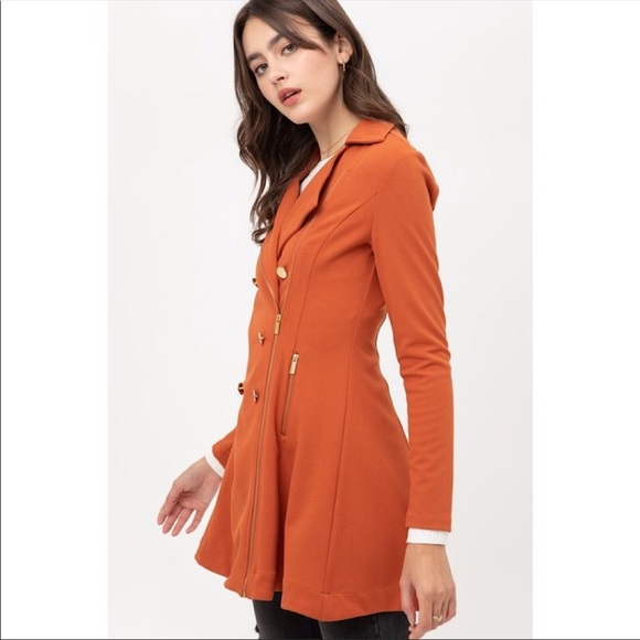 Flared Double Breasted Trench Coat - Picture 2 of 5